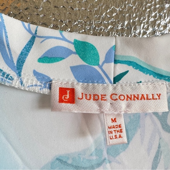 Jude Connally Ginger Dress Womens Sz M Blue White Ruffled Summer Casual Novelty - Picture 4 of 10